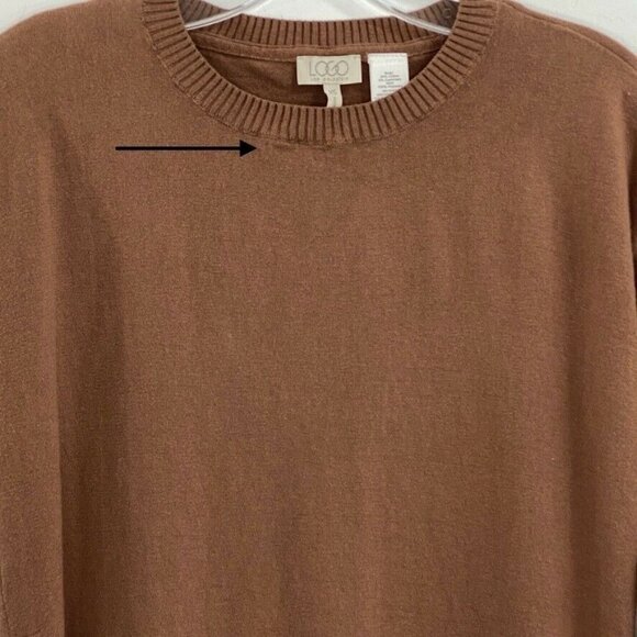 LOGO Lori Goldstein Cashmere Blend Sweater Sz XS Ruffle Bottom Beige - Picture 8 of 8